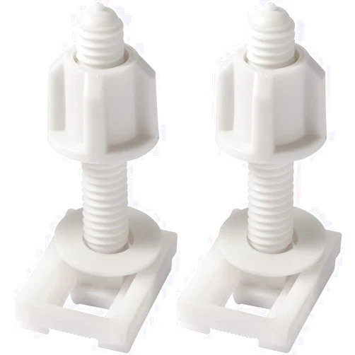 Htppzjr 2Pcs White Plastic Toilet Seat Screws and Nuts with Washers,Hinge Bolts Screws Hinges Replacement Parts for Mounting Toilet Seats Toilet Lid Toilet Seats