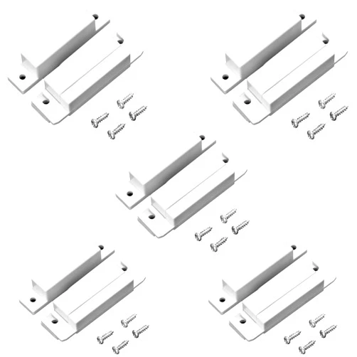 QWORK MC-31 Wired Surface-Mounted NC Magnetic Door Window Contact Sensor Alarm Reed Switch, White, Pack of 5 with 20 Screws