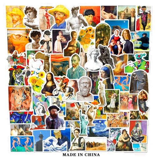 Myasrelae Premium Art Painting Sticker Pack - Set of 104 Famous Masterpieces Waterproof Vinyl Artist Decals