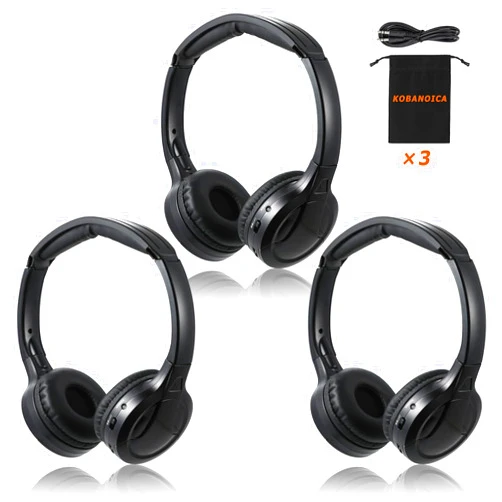 KOBANOICA IR Headphones for Car DVD,Car Headphones Wireless,Universal 2 Channel Infrared Headphones for Odyssey Entertainment System(3 Pack)