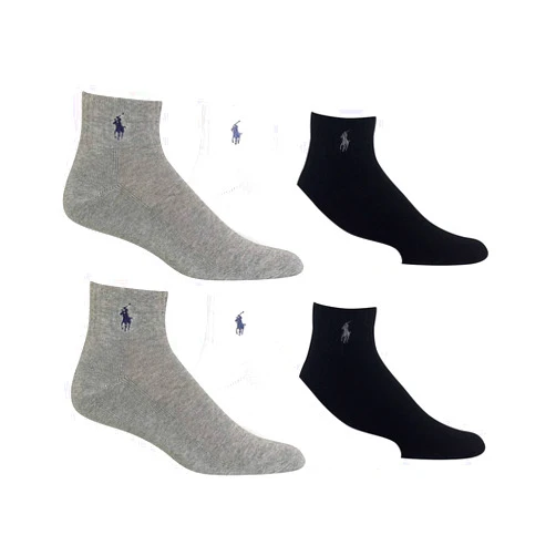 Polo Ralph Lauren 6-Pack P67 Logo Quarter Socks (Multi Color, 10-13)