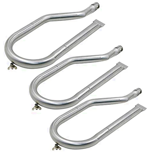 Hisencn Stainless Steel Gas Grill Burner Replacement, BBQ Tube Pipe Burner Parts for Costco Kirkland 720-0011, 720-0108, 720-0021, Nexgrill, Virco Classic Models, 16 1/2 inch x 6 1/8 inch,Set of 3