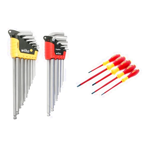 Wiha 66982 ErgoStar Ball End Hex L-Key, Inch and Metric, 22-Piece & 32091 5-Piece 1000-Volt Slotted and Phillips Insulated Screwdriver Set