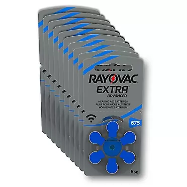 Rayovac Extra Advanced Hearing Aid Batteries Size 675 (1 Box) (60 Batteries) + Keychain