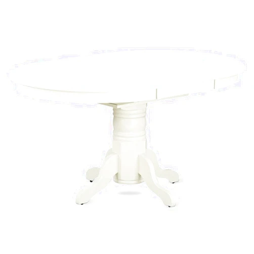 East West Furniture AVT-LWH-TP Avon Dining Room Table - an Oval kitchen Table Top with Butterfly Leaf & Pedestal Base, 42x60 Inch, Linen White