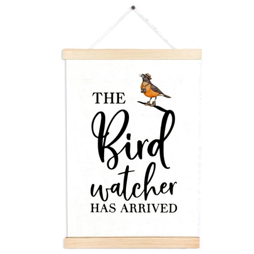 MKIJUHB Bird Watcher Gifts Wall Art Decor, Birding Wall Hanging Decor, Bird Watching Framed Canvas Prints for Home Bedroom Living Room Cabin Garden Walls Decorations, 12x16 Inch