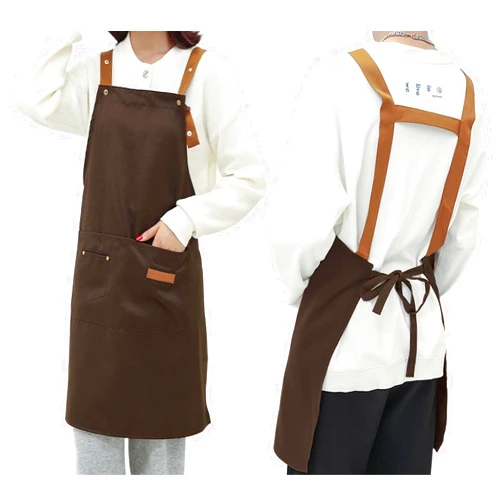 Kvimvty Kitchen Apron Waterdrop Resistant Apron, Carpenter Apron with Large Pockets Durable Adjustable Polycotton Chef Apron For Cooking Baking