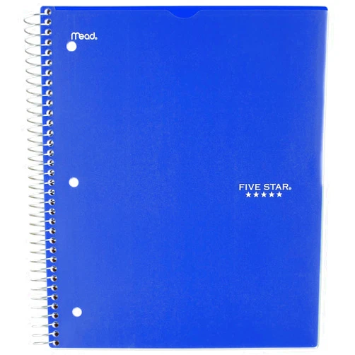Five Star Spiral Notebook, 3 Subject, College Ruled Paper, 150 Sheets, 11