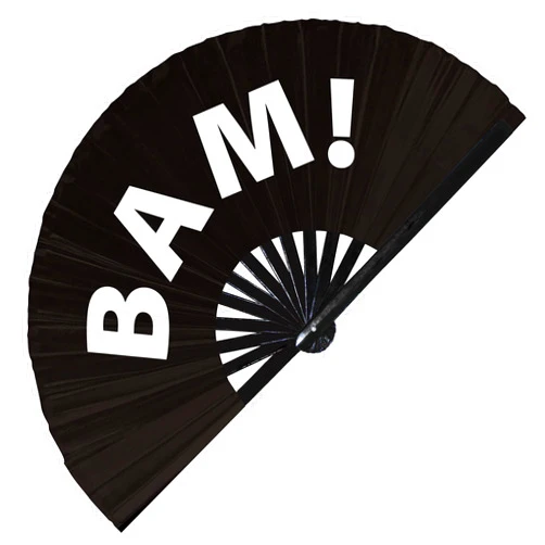 Fan-dom Bam! Hand Fan Foldable Bamboo Circuit bam Rave Hand Fans Outfit Party Gear Gifts Music Festival Rave Accessories for Men and Women (Black)