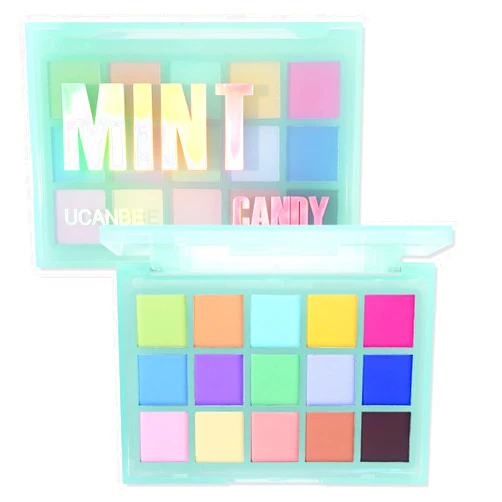 UCANBE Colorful Matte Makeup Eyeshadow Palette, 15 Shades Vibrant MACARON Pastel Eye Shadow Pallet, High Pigmented Blendable Rainbow Make Up Plattet Kit - Mint Candy