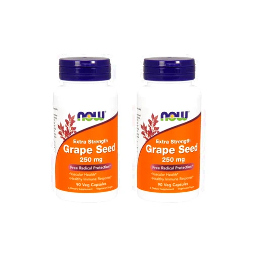 NOW Foods Grape Seed Extract 250mg, 90 Vcaps - (Pack of 2)