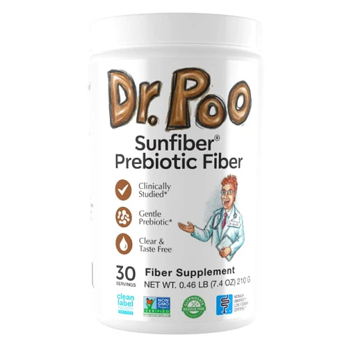 CAVU NUTRITION Dr. Poo All-Natural Prebiotic Fiber Supplement | Fiber for the Whole Family | Gentle and Simple Ingredients to Improve Gut Health | Gluten Free, Vegan,Tasteless, Non-GMO, Low-FODMAP (30 Servings)