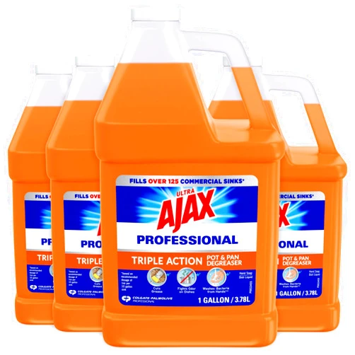 Ajax Ultra Professional Dish Soap and Degreaser, Triple Action Orange, Bulk Dish Soap, 4 Gallons Total (128oz, Pack of 4)