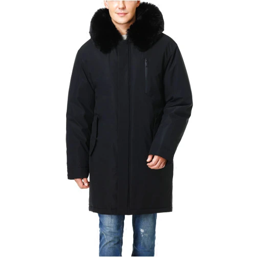 Pooluly Men's Waterproof Winter Coat Warm Long Down Parka Coat Wind and Water Resistant Puffer Jacket with Hooded