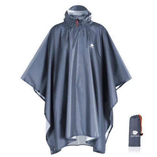 Anyoo Waterproof Rain Poncho Lightweight Reusable Hiking Hooded Coat Jacket for Outdoor Activities