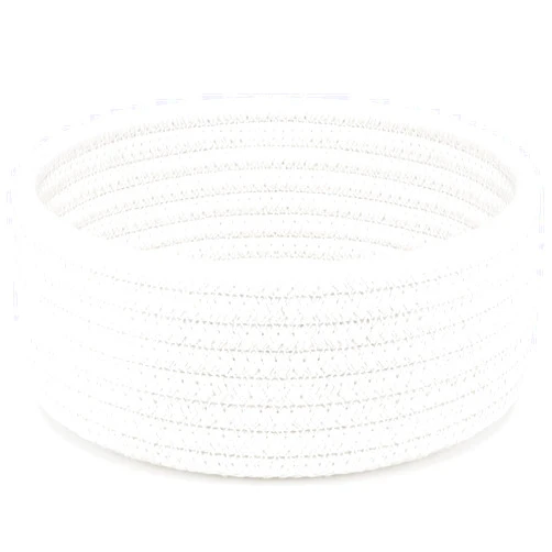 ABenkle Small Woven Basket, Empty Tiny Shallow Storage Basket, Mini Cotton Rope Baskets, Round Decorative Hamper, Basket Storage Bins for Toys, Spa, Socks, Nursery, Living Room- White