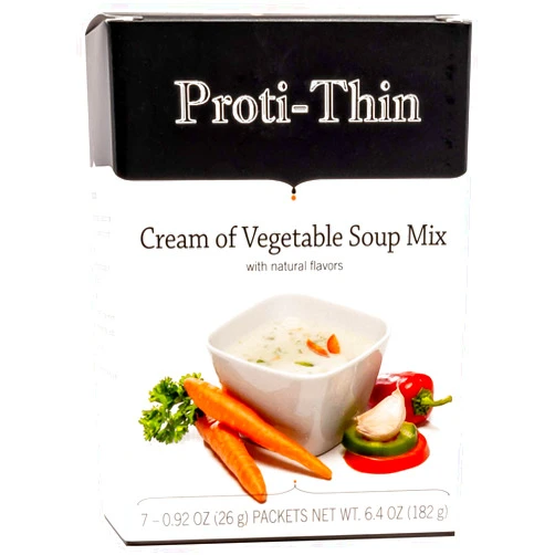 Proti-Thin High Protein Cream of Vegetable Soup, Healthy Instant Diet Soup Mix, 15g Protein, Low Calorie, Low Carb, Low Fat, Gluten-Free, KETO Friendly, Ideal Protein Compatible 1 Pack of 7 Servings