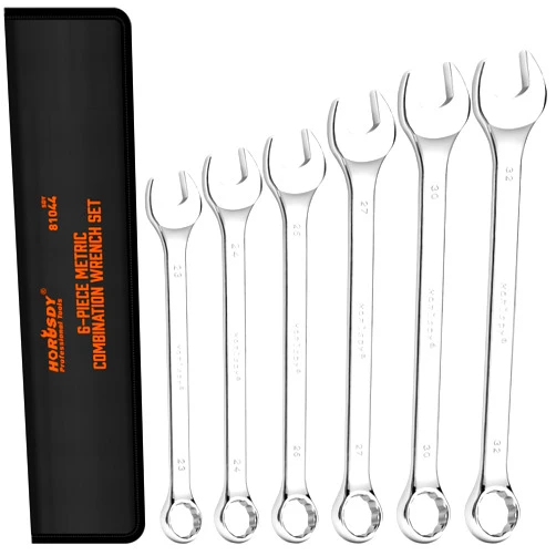 HORUSDY Large Wrench Set with Rolling Pouch | Metric | 6-Piece | 23mm, 24mm, 26mm, 27mm, 30mm, 32mm | 12 Point | Chrome Vanadium Steel