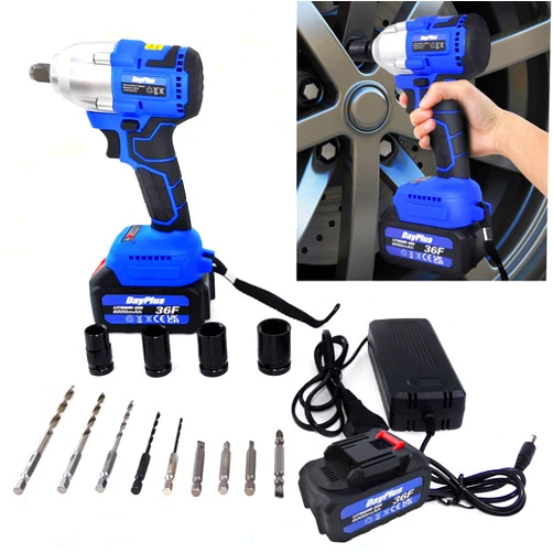 Feidak 21V Brushless 1/2 Inch Cordless Impact Wrench w/2X 6Ah Li-Ion Rechargeable Batteryies Electric Impact Gun High Torque 420Nm with Variable Speed Up to 3200RPM for Construction Wood Working