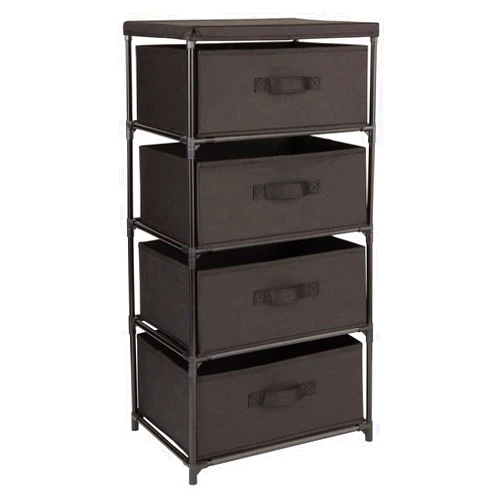 Juvale 4-Tier Tall Closet Dresser with Drawers - Clothes Organizer and Small Fabric Storage for Bedroom (Black)