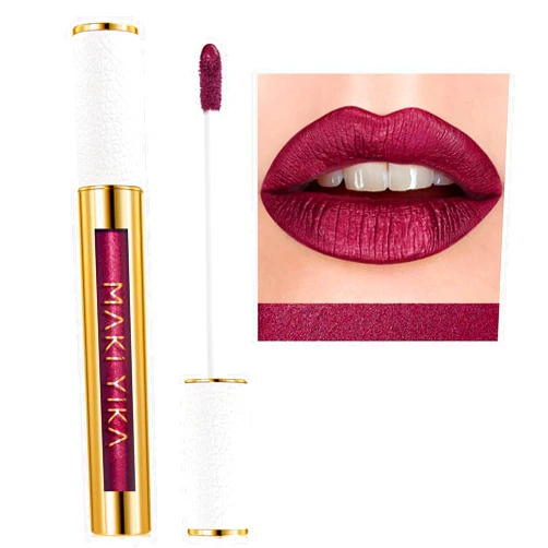 MAKI YIKA Dark Purple Lipstick for Women Metallic Lipsticks Glitter Long Lasting Lipstick No Smudge No Transfer Liquid Lip Gloss (BR16 Last Kiss)
