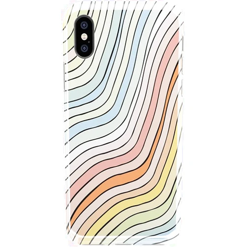 Casely iPhone X/XS Case | Ride The Wave | Pastel Rainbow Lined Case
