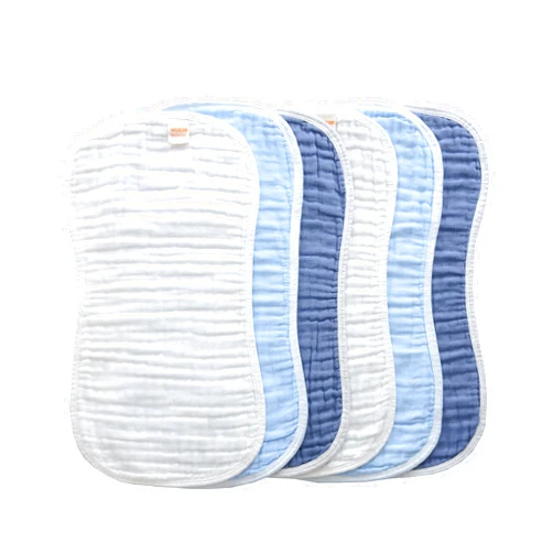 MUKIN Baby Muslin Burp Cloth Set of 6, Ultra Soft Absorbent Thick Cotton Burping Cloths for Unisex Newborn Babies, 20'' by 10'' Neutral Milk Spit Up Rags Boys Girls - Baby Must Haves. (Gradient Blue)