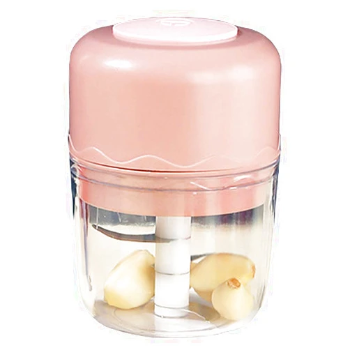 UScarmen Electric Mini Food Chopper Portable Waterproof Small Garlic Press Chopper Blender Spice Grinder Mincer Processor with USB Charging for Pepper Ginger Onion Chili Pumpkin Veggies Nuts Meat 250ML (Pink)