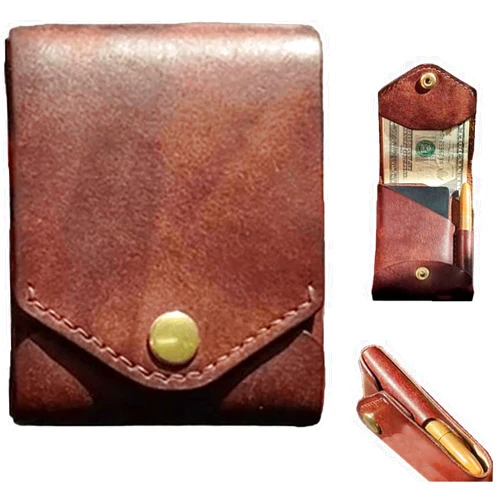Tydlig Multifunctional Compact Wallet, Handmade Leather Card Holder, Slim Minimalist Bifold Wallet with Pen Slot, Flat Banknote Storage for Daily Commuting, Business, and Travel (1)