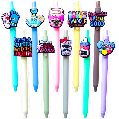YJ PREMIUMS 10PC Labor & Delivery Pens Funny Sayings Swaddle Specialist Obgyn Maternity Postpartum I&D OB Nurse Accessories Neonatal Office Supplies Gifts For Midwife NICU Labour Nurses Birth Coach Midwife