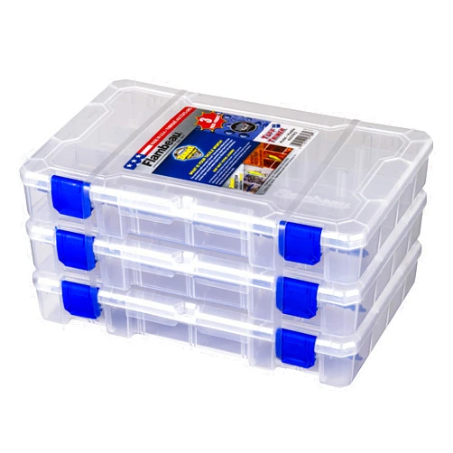 Flambeau Outdoors 4007PK3 Fishing Tackle Boxes - 3 Pack, Includes 36 Dividers, Clear Tackle Box Fishing Lure Organizer, Tuff Tainer Tackle Box with Zerust Anti-Rust Dividers