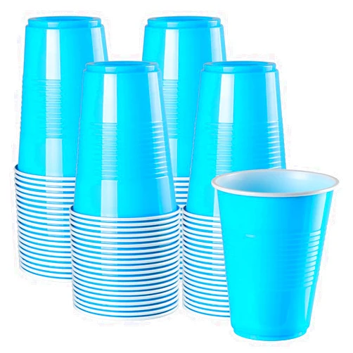 BEARECYCLEMAN.16 oz Plastic Cups For Party 50 Pack - Light Blue Disposable Cups - Party Cups Disposable Light Blue -16 oz Plastic Cups - Plastic Drinking Cups Disposable (LIGHT BLUE, 16OZ)