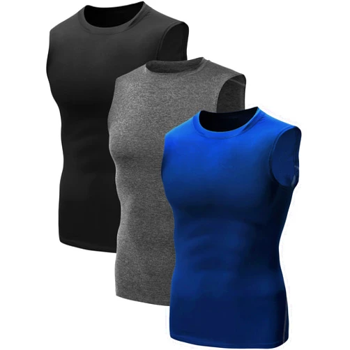 NELEUS Men's 3 Pack Dry Fit Compression Tank Top