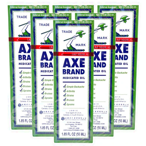 Axe Brand Medicated Oil (Muscle, Joint, and Backache Pain Relief) (1.89 fl oz) (6 Bottles) (Solstice)