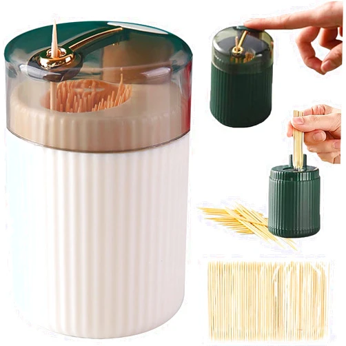 Generic Pop Up Automatic Toothpick Dispenser, Pop Up Automatic Toothpick Dispenser, Automatic Toothpick Dispenser, Pop Up Toothpick Dispenser, Toothpick Container Storage Box Canister (White)