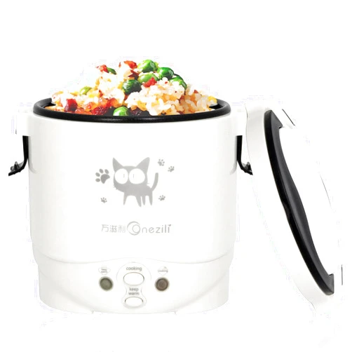 ONEZILI Multi-Function (Cooking, Heating, Keeping warm) Mini Travel Rice Cooker 12V For Car and Truck(12v white)