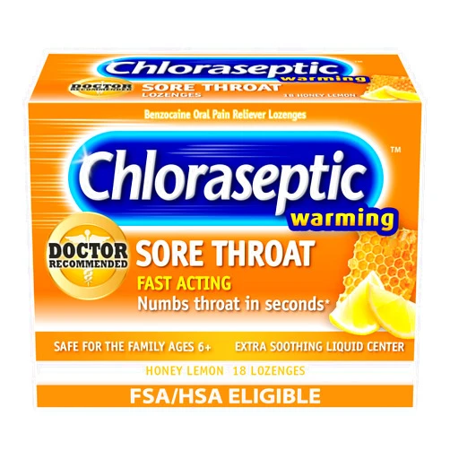 Chloraseptic Total Sore Throat Lozenges, Real Honey Lemon, Drops with Liquid Center to Numb and Warm Sore Throat, 18 Count