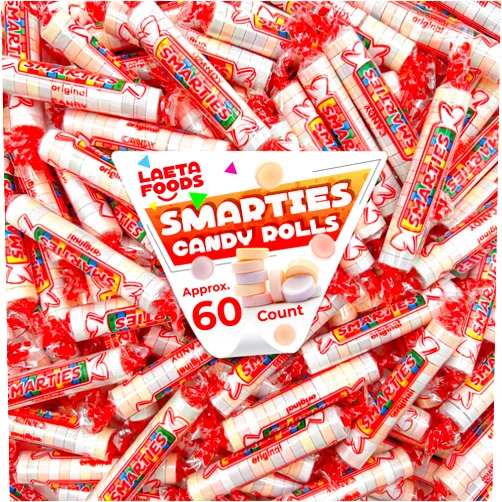 LAETAFOOD Smarties Candy Rolls Original Flavors (1 Pound Bag - Approx. 60 Count)