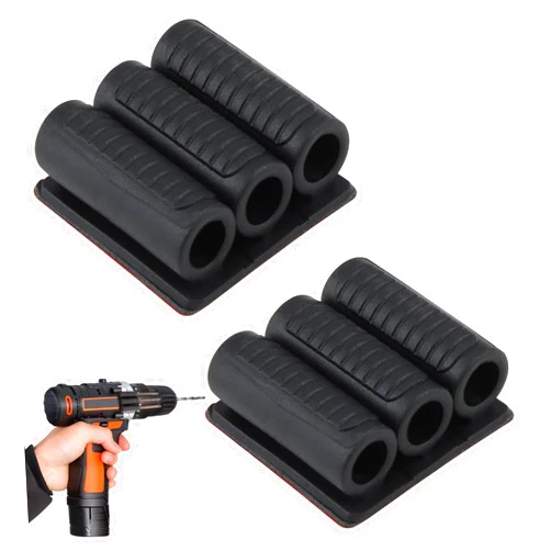 Weigongr Drill Bit Holder Tool Holster, with High Strength Adhesive Drill add-on for Easy Carry up to Six Driver Bits on The Side of Your Power Drill or Driver for Home Improvement(2 Pack)