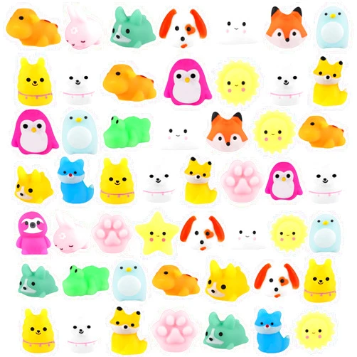 Outee 5-12 Pcs Mochi Animals Toys Cute Mochi Cat Stress Relief Toys Mochi Animals Party Favors for Kids Mini Animals Cat Easter Gifts for Kids Adults