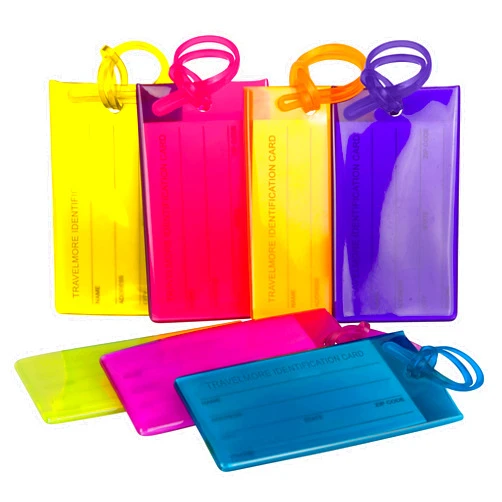 TravelMore 7 Pack TravelMore Luggage Tags for Suitcases, Flexible Silicone Travel ID Identification Labels Set for Bags & Baggage - Multi Color Pack