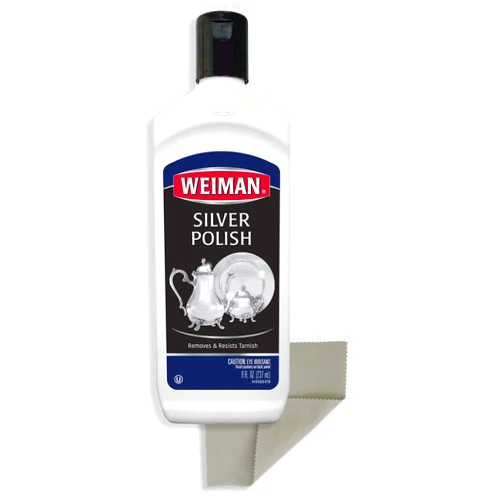 Weiman Silver Cleaner and Polish - 8 Ounce with Polishing Cloth - Ammonia Free - Polish Silver Jewelry Sterling Silver Antique Silver Gold Brass Copper and Aluminum