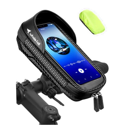 whale falll Bike Handlebar Bag Waterproof, Quick Release Phone Holder Mount with Touchscreen, Stable Shockproof Storage for Daily Commutes & Long Rides, Great Gift for Cyclists, Fits Phones up to 7