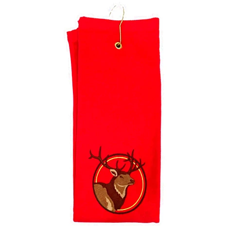 Cindy Embroidery Elk Crest Embroidered Grommeted Tri-Fold Hunting Towel, Personalized (Black)