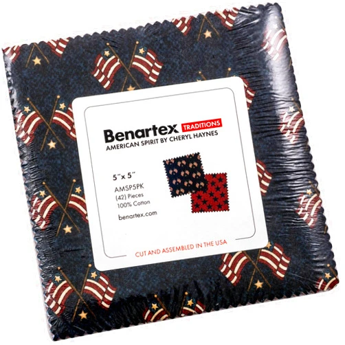 Benartex Cheryl Haynes American Spirit 5X5 Pack 42 5-inch Squares Charm Pack Benartex
