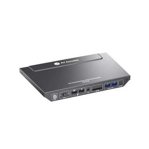 V AV Access AV Access KVM Switch with Docking Station for Laptop & Desktop | 100W Charging, 4K@60Hz Dual Monitor HDMI, 3xUSB 3.0, USB-C, 1G Ethernet, EDID Support, SD, 3.5mm AUX Audio | Fast Switch 2 Computers