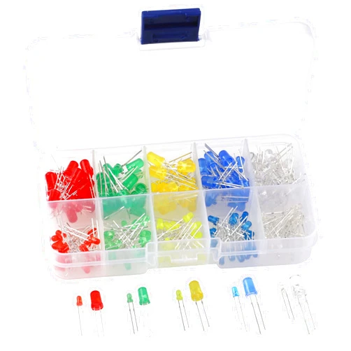 HIRCQOO 200PCS HIRCQOO LED Diode Lights 3mm & 5mm LED Lights Emitting Diodes Set Kit Compatible with Mount Panel Display Socket Base Diode Lighting DIY Kit