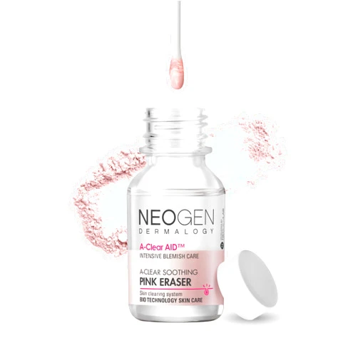 DERMALOGY by NEOGENLAB NEOGEN A-Clear Soothing Pink Eraser, Spot Care, Blemish Care, Korean Skin Care, Pink Pimple Drying Power, Calamine Powder, Nighttime Spot for Face and Skin (0.50 Fl Oz)