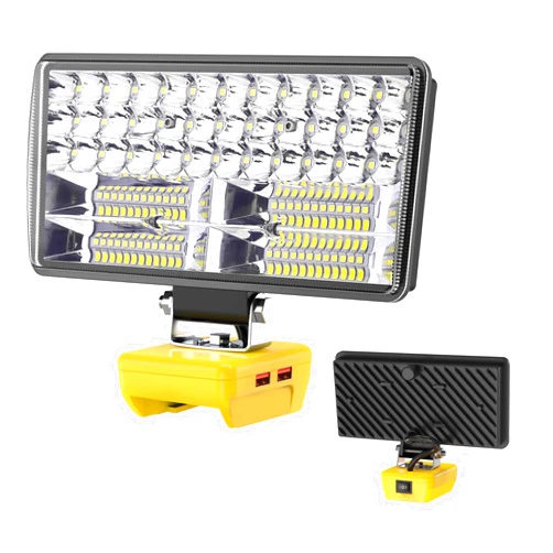 Akocire Max 6000 LM 38W 2 Modes Cordless LED Light Compatible with DeWalt 20V 60V Max Flex Battery, 2X2.1A USB LED Work Light Wide Beam Flood Light with Upgraded Low Voltage Protection