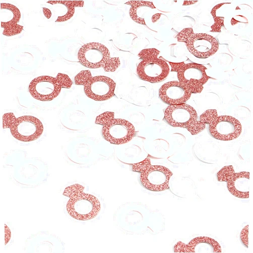 Panduola Engagement Bridal-Shower Decorations Ring Confetti - 300pcs Pink White Rose Gold Confetti Glitter Sprinkles Paper Wedding Bachelorette Decorations Proposal Valentines Day Party Table Decor Panduola